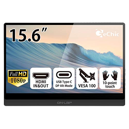 Gechic M505T 15.6 inch FHD 1080p Portable Touchscreen Monitor USB Type-C Input, HDMI Input/Output, DC-in Port, Daisy Chain Display for Conference, Factory, Industry, Gaming, Foldable Screen