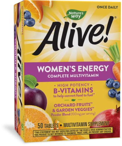 Nature’s Way Alive! Women’s Energy Multivitamin, Supports Whole Body Wellness*, Supports Cellular Energy*, B-Vitamins, Gluten-Free, 50 Tablets