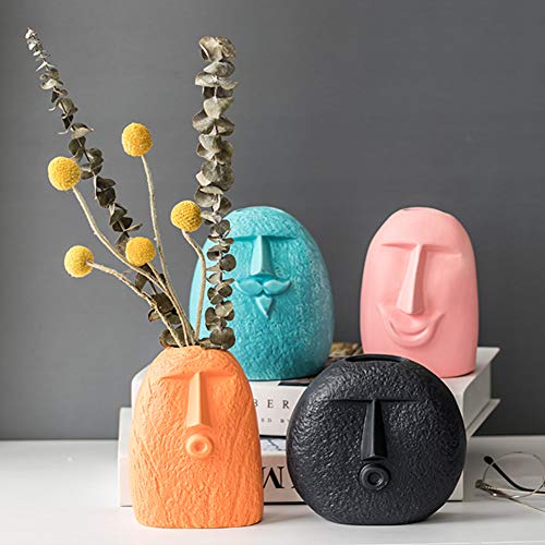 Souleden Statue Face Head Vase Creative Art Ceramic Flower Vase Small Irregular Plant Pots Desktop Expression Planter for Home Abstract Decor Living Room Office Wedding Indoor Outdoor Garden (White C) | The Storepaperoomates Retail Market - Fast Affordable Shopping