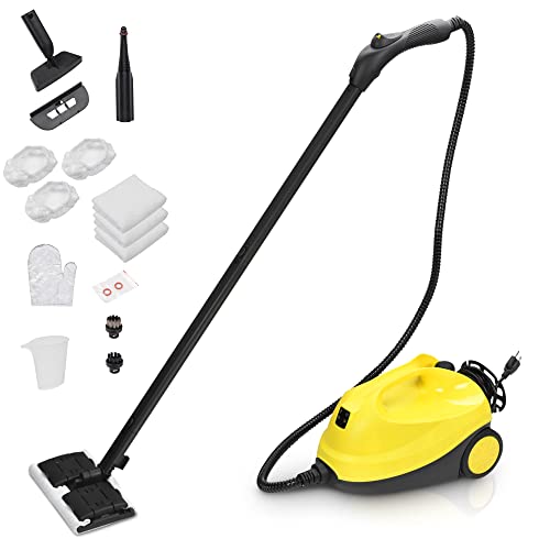 Yescom 1500W Multipurpose Steam Cleaner Heavy Duty Steamer 13 Accessories with 1.5L Tank Chemical-free Rolling Cleaning Machine for Carpet, Floors, Windows,Mirrors,Glasses and Cars