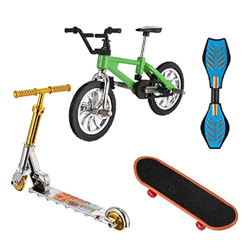 Hotusi Mini Finger Sports Skateboards/Bikes/Swing Boards/Scooter Set for Party Favors Educational Finger Toy(4 Pcs)