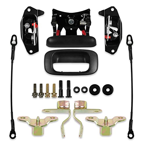 Tail gate Hardware Rebuild Kit | Tailgate Handle Latch and Bezel Trim with Rod Clips | Compatible with 1999-2006 Chevrolet Silverado GMC Sierra | Replaces 15997911 15228539 15228541 15228540 15074252