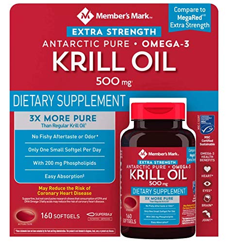 Member’s Mark Extra-Strength Antarctic Pure Omega-3 Krill Oil 500 mg 160 ct