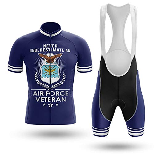 U.S. Air Force Cycling Jersey Bike Uniform Summer Cycling Jersey Set Road Bicycle Jerseys MTB Breathable Cycling Clothing (U.S. Air Force Veteran V2,XXXL)
