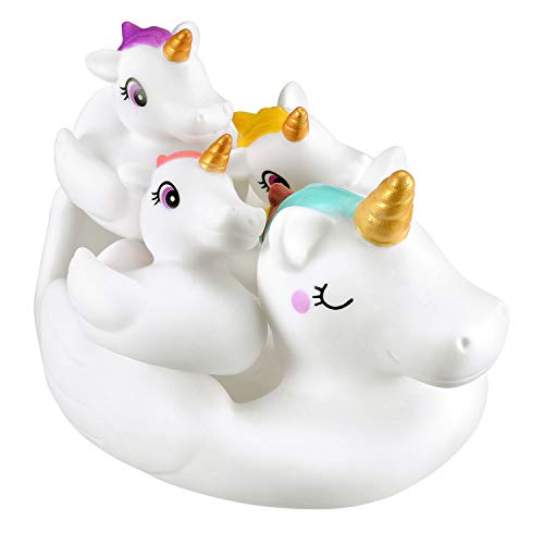 YowellGo Bath Toys, Water Spray Toys Cute Unicorn Rubber for Baby Kids Toddlers,for Shower Time or Pool Party,Unicorn Floating Bath Squirt Toys Ideal Gifts, 4pcs Set