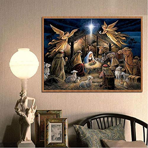 Bemaystar Diamond Painting Kits for Adults Diamond Art 5D DIY Paint with Diamonds Full Round Drill Rhinestone Cross Stitch Craft for Home Decor Nativity of Jesus with Gem Art 16×12 in | The Storepaperoomates Retail Market - Fast Affordable Shopping