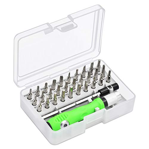 32-in-1 Small Screwdriver Set with Case, Mini Magnetic Screwdriver Sets Contain 30 Bits including Slotted, Phillips, Torx, U, Y, Hex Socket, Pentalobe, Multi-Function Precision Screwdriver set