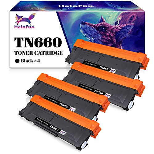 HaloFox Compatible Toner Cartridge Replacement for Brother TN660 TN-660 TN630 TN-630 for Brother MFC-L2700DW MFC-L2740DW HL-L2300D HL-L2380DW HL-L2320D DCP-L2540DW Printer (4 Black, High Yield)