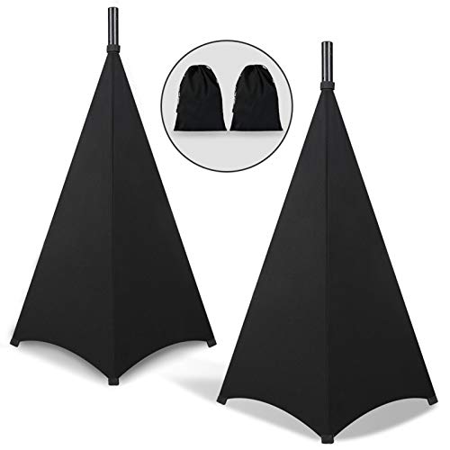 Dofilachy Speaker Stand Cover-DJ Bag with 360 Degree Cover, Speaker Tripod Scrim Cover for Speaker/Lighting with Free Travel Bag (Two Pack-Black)