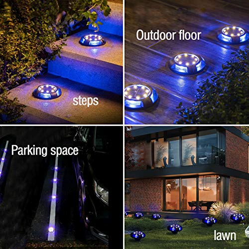 Raising Witt Solar Ground Lights Outdoor 8 Packs LED Disk Lights Solar Powered Waterproof In-ground Lights For Garden Deck Stair Step Lawn Patio Driveway Walkway Pathway Yard decoration (White + Blue) | The Storepaperoomates Retail Market - Fast Affordable Shopping