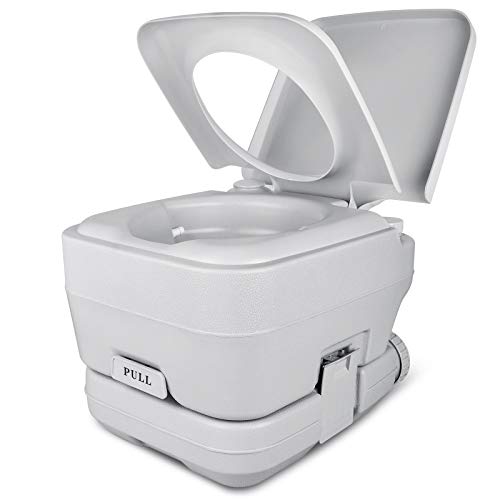 YITAHOME Portable Toilet 2.6 Gallon Camping RV Potty, Double Water Outlet, Press Flush Pump, for Travel, Boating, Hiking, Trips