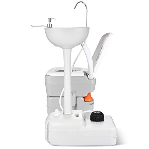 YITAHOME Portable Sink and Toilet, 17 L Hand Washing Station & 5.3 Gallon Flush Potty, for Outdoor, Camping, RV, Boat, Camper, Travel