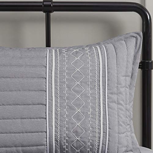 Madison Park Comforter Set, Embroidered Textured Heatherd Print All Season Down Alternative Cozy Bedding with Matching Shams, Decorative Pillow, Queen (90 in x 90 in), Kailee, Embroidery Grey 5 Piece | The Storepaperoomates Retail Market - Fast Affordable Shopping
