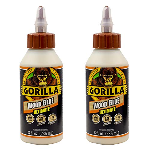Gorilla Ultimate Waterproof Wood Glue, 8 Ounce, Natural Wood Color, (Pack of 2)
