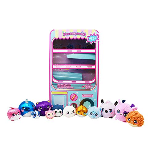 Squeezamals Plush Toys – Toy Vending Machine Playset with 12 Mini Stuffed Animals – Four 3.5 inch, Six 2.5 inch and Two 1 inch Micro – Tiny Toys for Kids and Toddlers – Sweetly Scented Mini Plushies