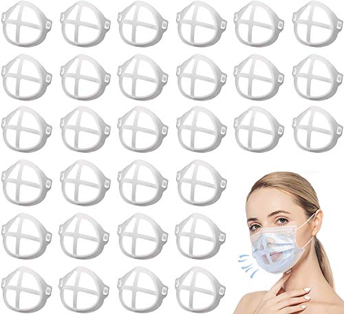 30 PCS Upgrade 3D Mask Bracket Plastic Bracket Insert Soft Inner Support Holder Frame More Space for Comfortable Nose Breathing and Lipstick Protector