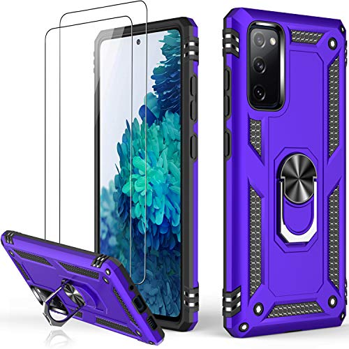 LUMARKE Samsung S20 FE Case with Screen Protector,Pass 16ft Drop Test Military Grade Heavy Duty Cover with Magnetic Kickstand for Car Mount,Protective Phone Case for Samsung Galaxy S20 FE Purple