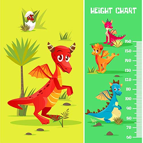 Height Chart In Prehistoric Dinosaur Creatures Cartoon Style