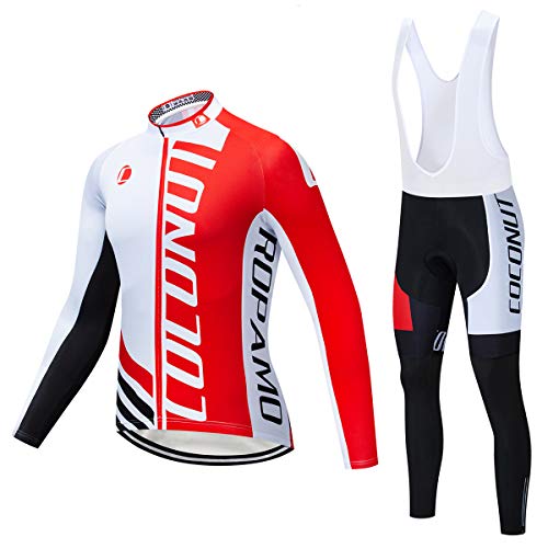 Winter Cycling Jersey Sets Thermal Fleece Bike Jersey + Bib Pants, Cycling Clothing Set for Men （XL, 6059