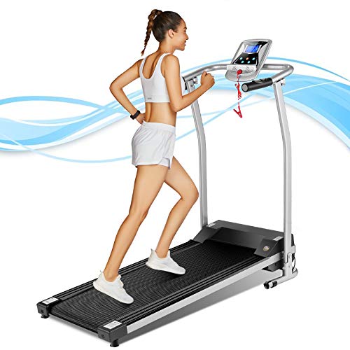 Hicient Folding Treadmill, Portable Electric Treadmills for Home with LCD Monitor, Motorized Running Machine Walking Jogging Exercise Fitness Machine for Home & Gym Workout(Silver)