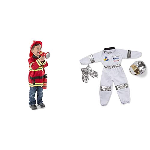 Melissa & Doug Fire Chief Role Play Costume Set & 96024 Astronaut Role Play Set, One Size, Multicolor