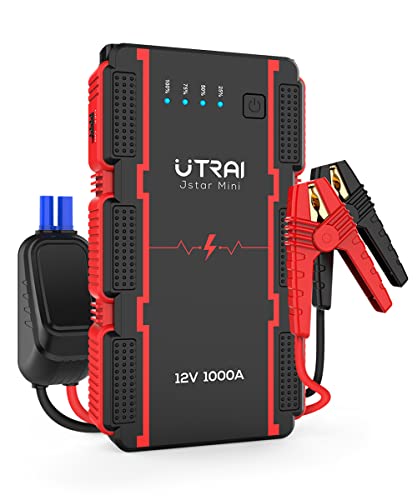 UTRAI Portable Car Jump Starter 1000Amp 12V Car Auto Battery Jump Starter Power Pack, Car Battery Booster Lithium Jump Box with LED Light, for Up to 6L Gas and 4.5L Diesel Engine
