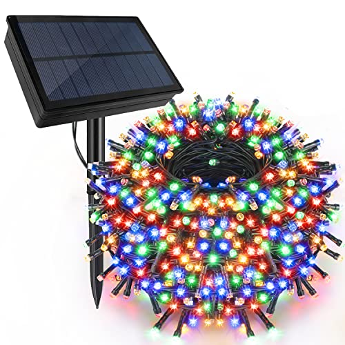 VTECHOLOGY 500LED Solar Christmas Lights, 170Ft Christmas Tree Lights with 8 Lighting Modes Waterproof Outdoor Lights for Patio Party (Multicolor )