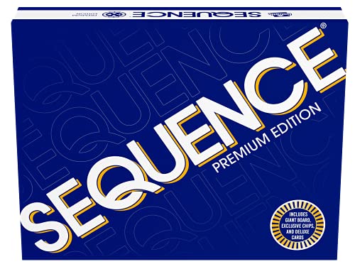 Sequence Premium Edition – Stunning Set with Giant Board (20.25 x 26.25 inches), Exclusive Chips and Deluxe Cards by Goliath, Blue, for Ages 7+