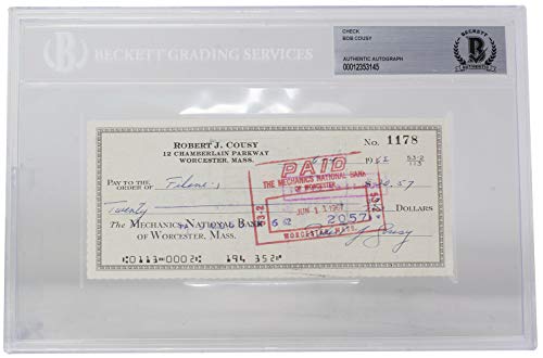 Bob Cousy Autographed Signed Boston Personal Bank Check #1178 BGS