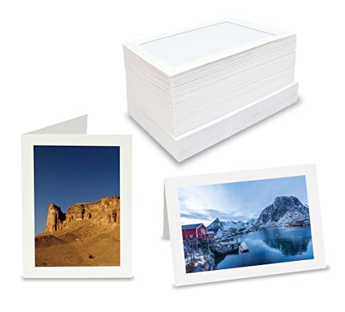 Better Office Products Photo Frame Note Cards for 4″ x 6″ Photos, 50 Pack, Photo Inserts with Envelopes (White, 50 Pack)