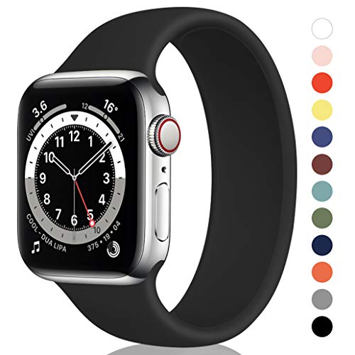 Unnite Stretchy Solo Loop Bands Compatible for Apple Watch Band 38mm 40mm 41mm 42mm 44mm 45mm, Silicone Sports Band Elastic Replacement Wristband for iWatch Series SE/8/7/6/5/4/3/2/1 Women Men