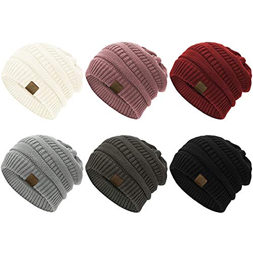 Century Star Beanies for Women Winter Beanie Hats for Men Knit Thick Warm Slouchy Beanie Hat Black&Light Grey&Dark Grey&Burgundy&White&Pink One Size