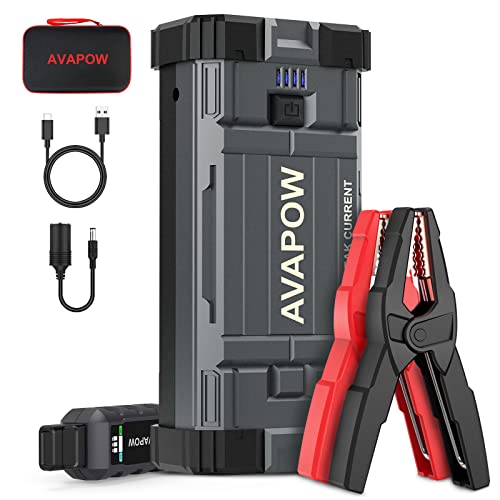 AVAPOW Car Battery Jump Starter 3000A Peak,Portable Jumpstart Starters for Up to 8L Gas 8L Diesel Engine with Booster Function,12V Lithium Jump Charger Pack Box with Smart Safety Clamp