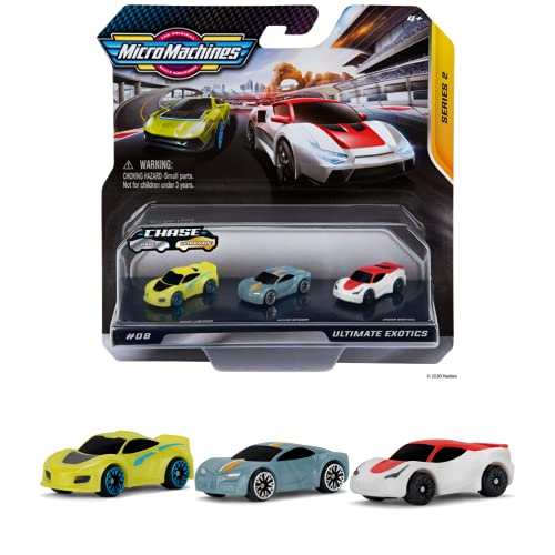 Micro Machines MMW0004 Starter Pack, Ultimate Exotic – Includes 3 Vehicles, Race Cars, Possibility of Something Strange – Toy Car Collection, Assorted Model, 1 Unit