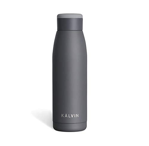 Kälvin Insulated Water Bottle, Charcoal Grey, 14.2 oz (420ml) – Shake to Activate Hand Warmer & Ice Pack, BPA Free, Hot Water Bottle