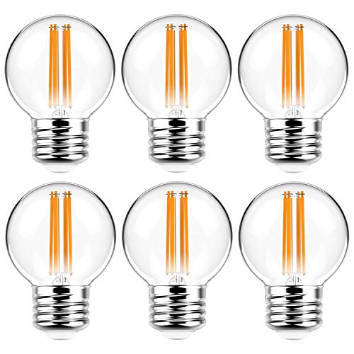 6 Pack G16.5 Light Bulb LED 6W – 2700K Warm White 60W Equivalent E26 Base 120V – Short Light Bulbs for Bedroom, Kitchen, Pendant Fixtures, Chandeliers, Scones, Vanity Bulbs, G16.5 LED Globe Light Bulb