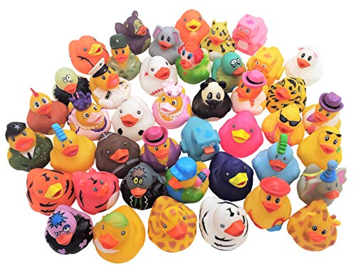 Zugar Land 50 Assorted Colorful Rubber Duckies (2″) Ducks Ducky