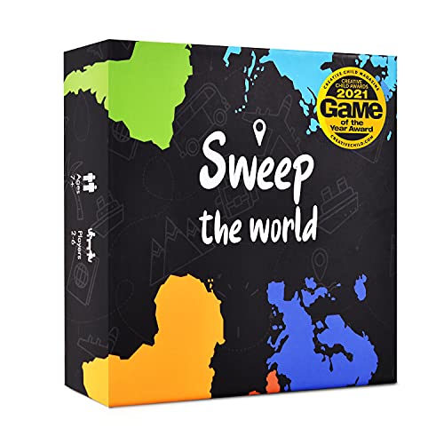 Sweep the World Card Game – Interactive Geography Game with All Countries of The World – Educational, Competitive & Fun Game for Kids, Teens & All Ages – Learning Game for The Whole Family