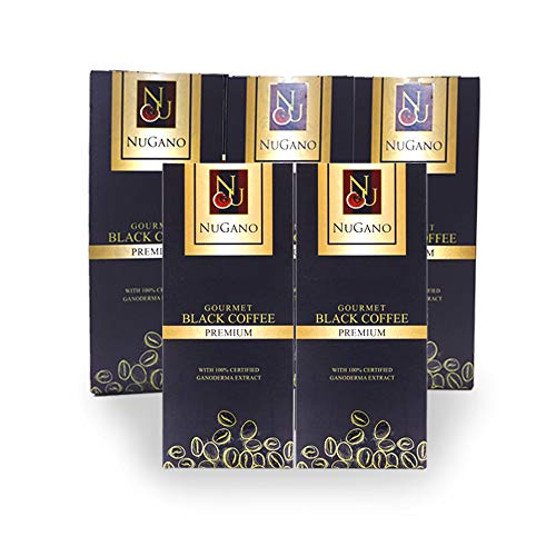 Nugano Black Coffee Pack of 5 – 100% Certified Ganoderma Lucidium Extract Bold and Flavorful Healthy Gourmet Instant Coffee 30’s per box