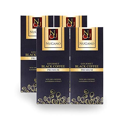 Nugano Black Coffee Pack of 4 – 100% Certified Ganoderma Lucidium Extract Bold and Flavorful Healthy Gourmet Instant Coffee 30’s per box