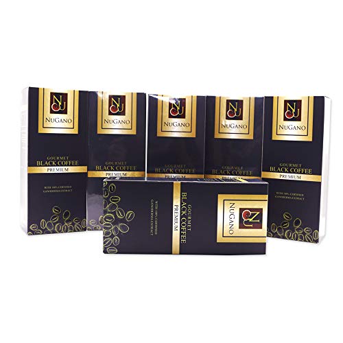 Nugano Black Coffee Pack of 6 – 100% Certified Ganoderma Lucidium Extract Bold and Flavorful Healthy Gourmet Instant Coffee 30’s per box