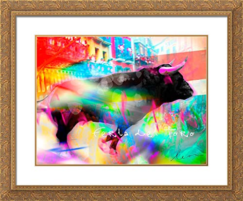 Bosboom, Leon 34×28 Large Gold Ornate Frame and Double Matted Museum Art Print Titled Feria del Toro