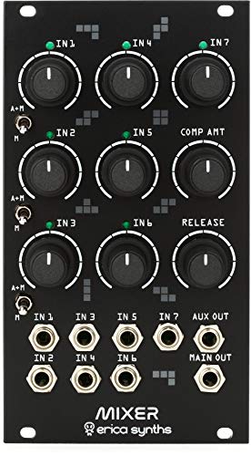 Erica Synths Drum Mixer Seven Input Mixer Eurorack Module with Vactrol Compressor and Assignable Aux Send