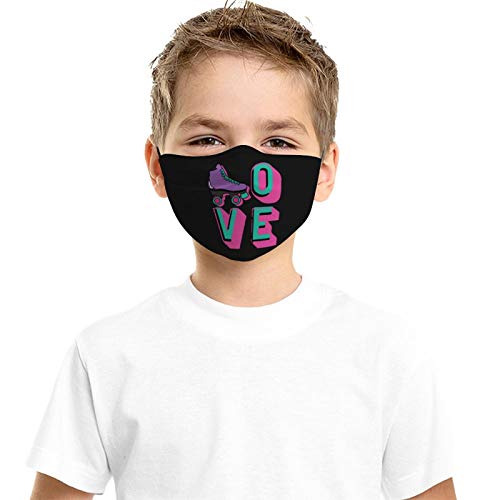 Roller Skates Love Kids Face Mask Set of 2 with 4 Filters Washable Reusable Adjustable Black Cloth Bandanas Scarf Neck Gaiters for Adult Men Women Fashion Designs | The Storepaperoomates Retail Market - Fast Affordable Shopping