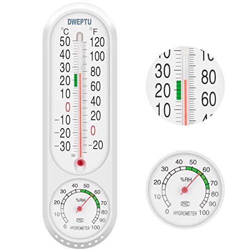 Outdoor/Indoor Thermometer Hygrometer Humidity Meter Thermometers Temperature Humidity Gauge Meter with Celsius/Fahrenheit (℃/℉) for Patio Field Cellar Garden Humidors Greenhouse Closet by DWEPTU