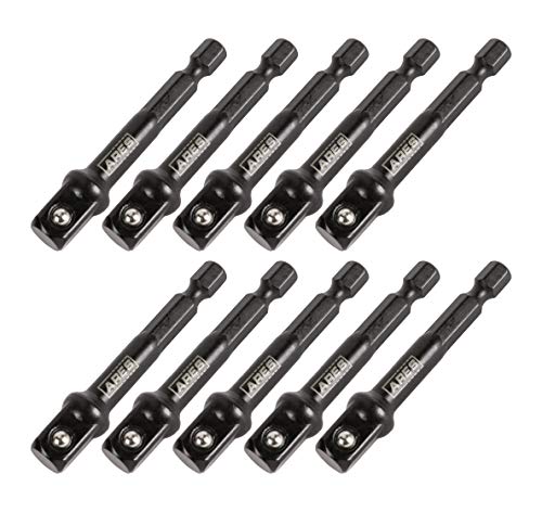 ARES 70387-10-Piece 3/8-Inch Drive 3-Inch Impact Grade Socket Adapter Set – Turns Impact Drill Drivers into High Speed Socket Drivers