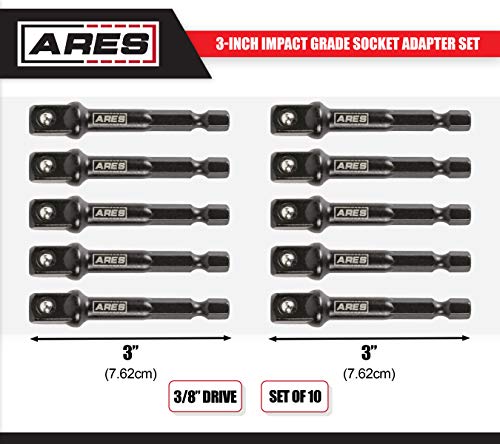 ARES 70387-10-Piece 3/8-Inch Drive 3-Inch Impact Grade Socket Adapter Set – Turns Impact Drill Drivers into High Speed Socket Drivers | The Storepaperoomates Retail Market - Fast Affordable Shopping