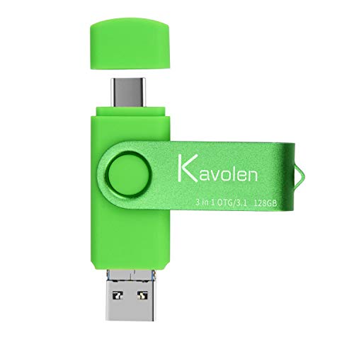 Kavolen 3in1 128GB High Speed Photo Backup Flash Drive Memory Stick for PC/Laptop /Android Phones.Photo Memory Stick for Samsung Galaxy ,LG,Google Pixel,Hua Wei,Moto,One Plus etc(for Android Phones)