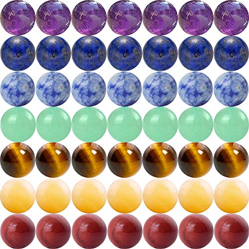 7 Chakra Natural Stone Beads Mixed 100pcs 8mm Round Genuine Real Stone Beading Loose Gemstone Amethyse Color DIY Smooth Beads for Bracelet Necklace Earrings Jewelry Making (7 Chakra Stone, 8mm)