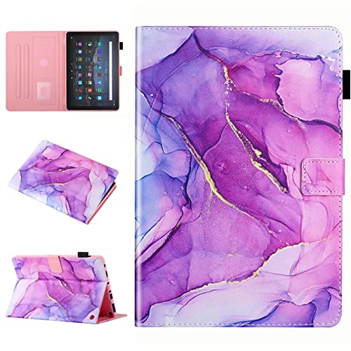 Amazon Fire HD 8 & 8 Plus Tablet Case (2020 10th Generation), Not Suitable for 7th/8th/9th Fire8, Premium PU Leather Stand Cover with Smart Auto Wake/Sleep, Purple Marble.